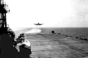 F6F Hellcat ready to land aboard the USS Wright (CVL-49)